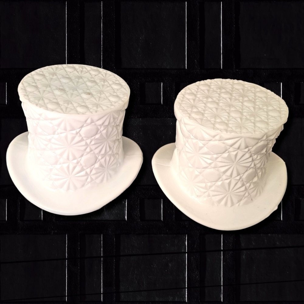 Fenton Button and Daisy Milkglass Pair Of Vintage Top Hats